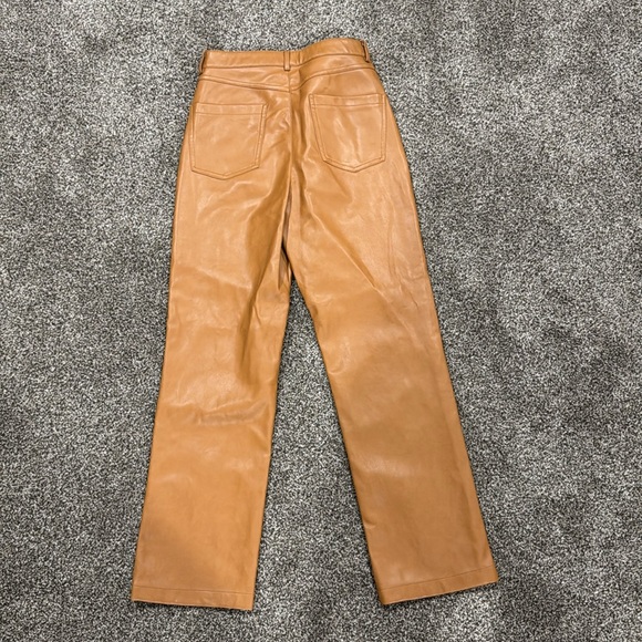 7 for all mankind brown faux leather pants - Picture 3 of 6